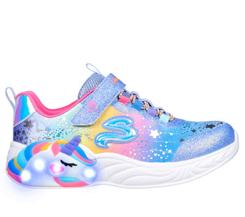 Scarpe da ginnastica azzurre da bambina con unicorno e luci nella suola Skechers S-Lights: Unicorn D, Brand, SKU s342000164, Immagine 0